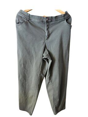 CJ Banks Plus Size Olive Green Crop Pants Women's 24W Slim Straight Stretch